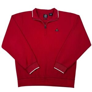 Ahead Authentics La Quinta Red 1/4 Zip Sweatshirt Pullover Men M Cozy Athleisure